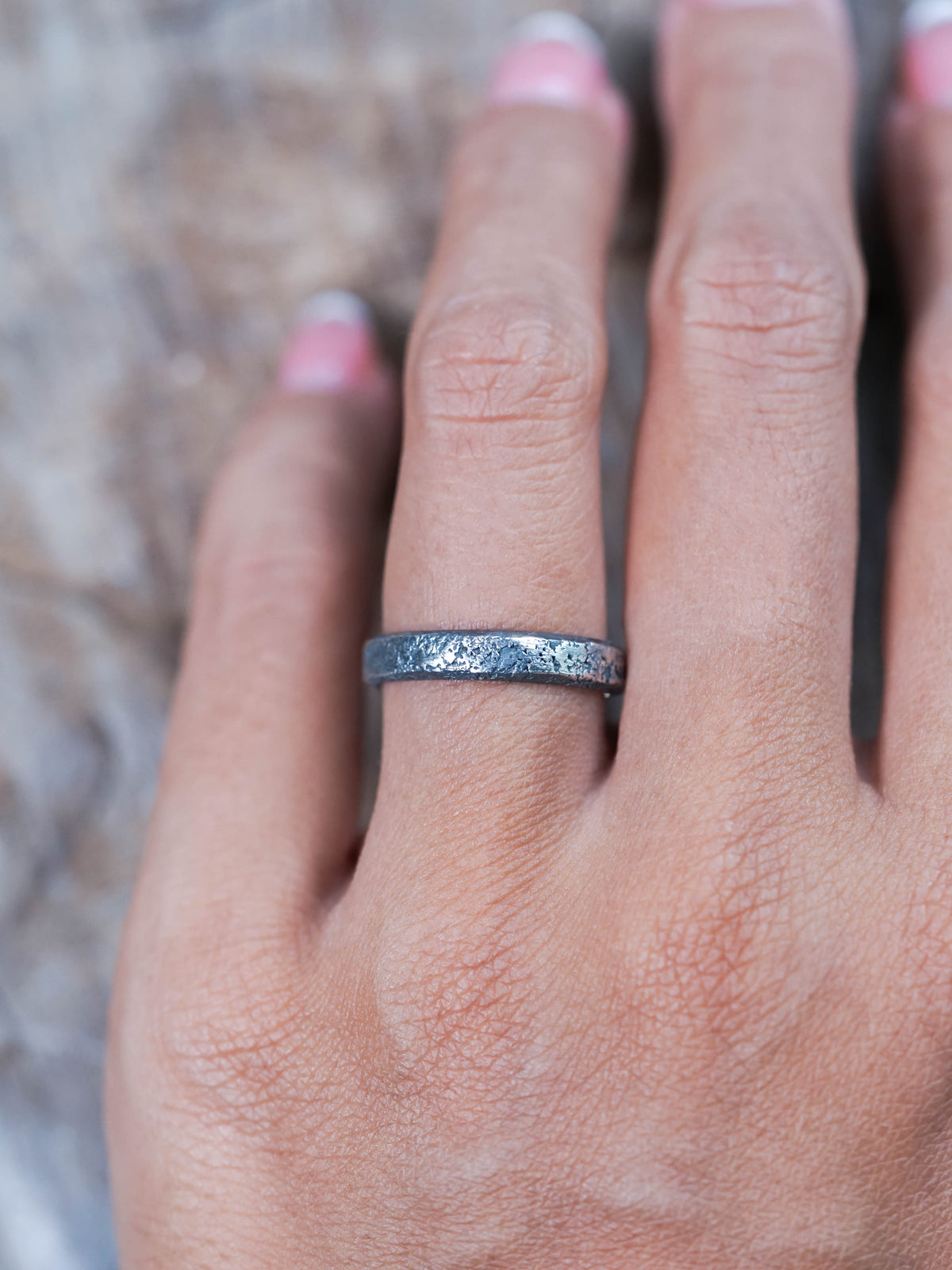 Shadow Wedding Ring in Black Silver