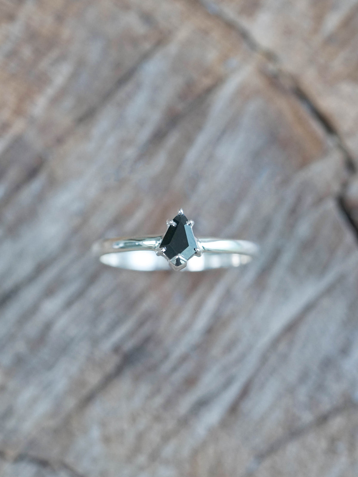 Silver Black Shield Diamond Ring