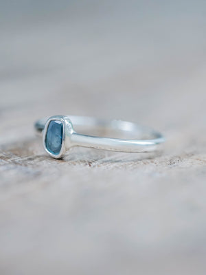 Silver Blue Diamond Slice Ring