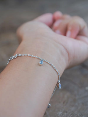 Silver Blue Sapphire and Opal Charm Bracelet