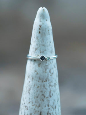 Silver Color Change Garnet and Moonstone Ring