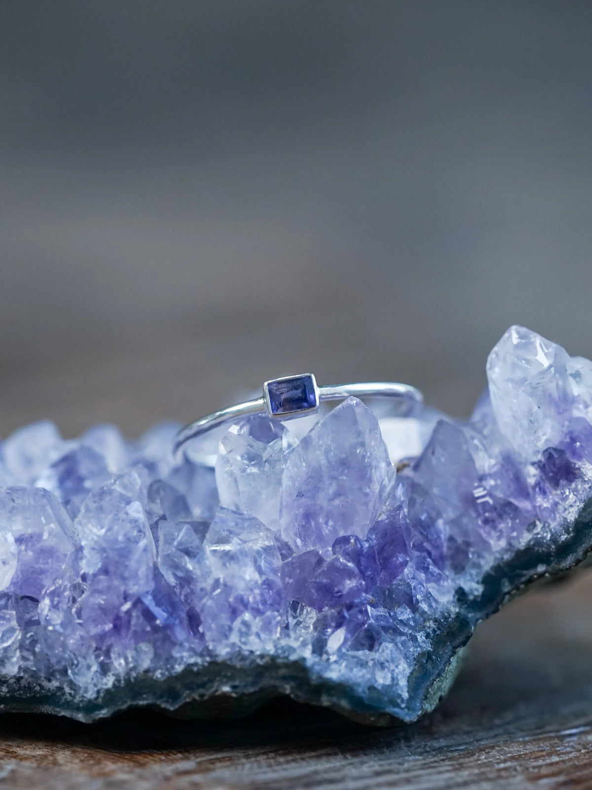 Silver Dainty Purple Sapphire Ring