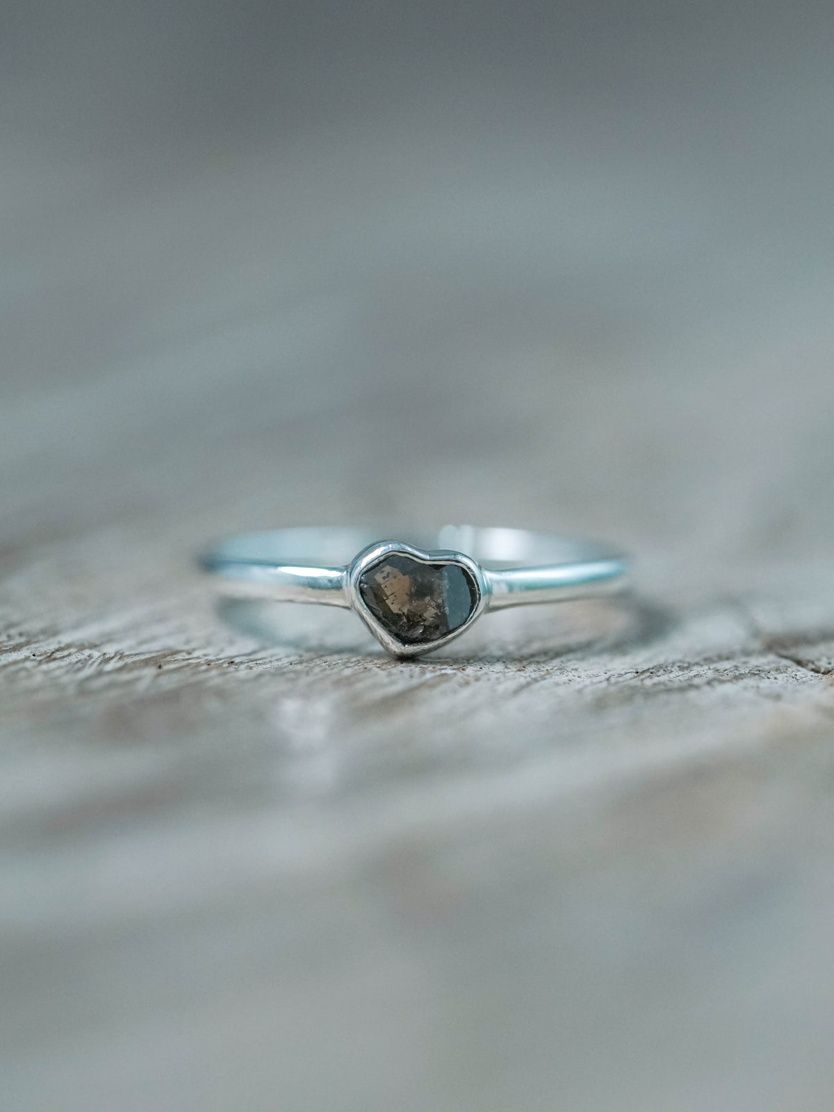 Silver Diamond Heart Ring