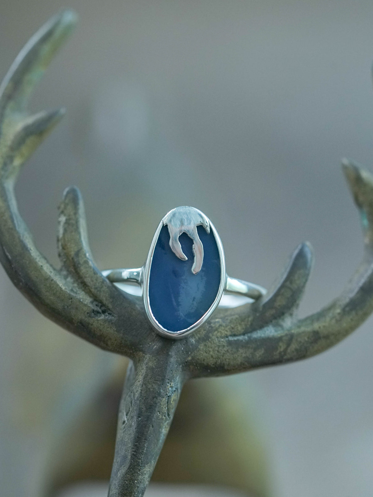 Silver Honey Drop Doublet Opal Ring