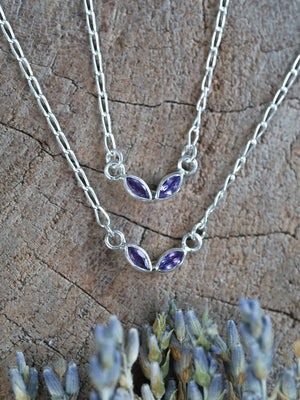 Silver Marquise Amethyst Necklace Pendant