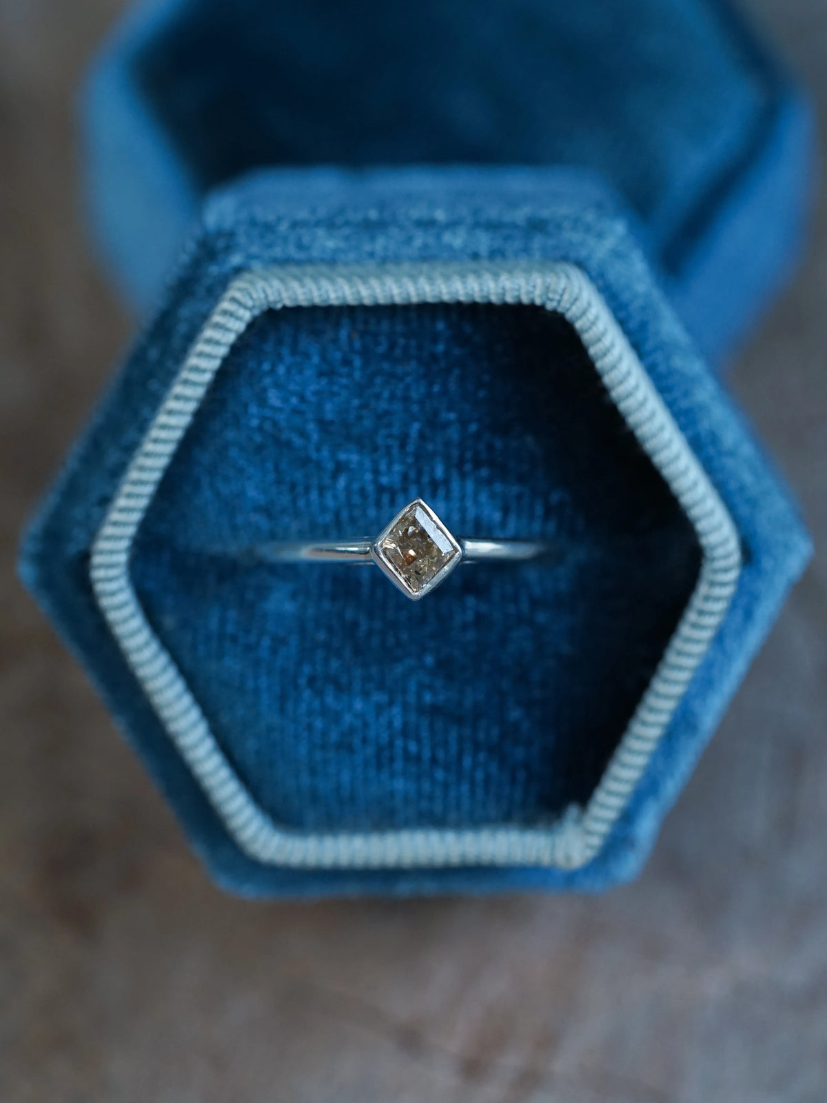 Silver Natural Brown Kite Diamond Engagement Ring