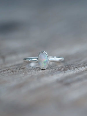 Silver Oval Opal Ring