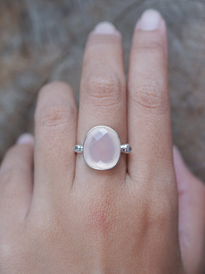 Silver Rose Quartz and Moonstone Ring