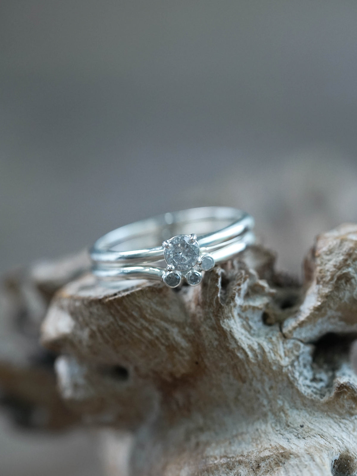 Silver Round Brilliant Diamond Ring