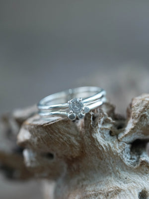 Silver Round Brilliant Diamond Ring