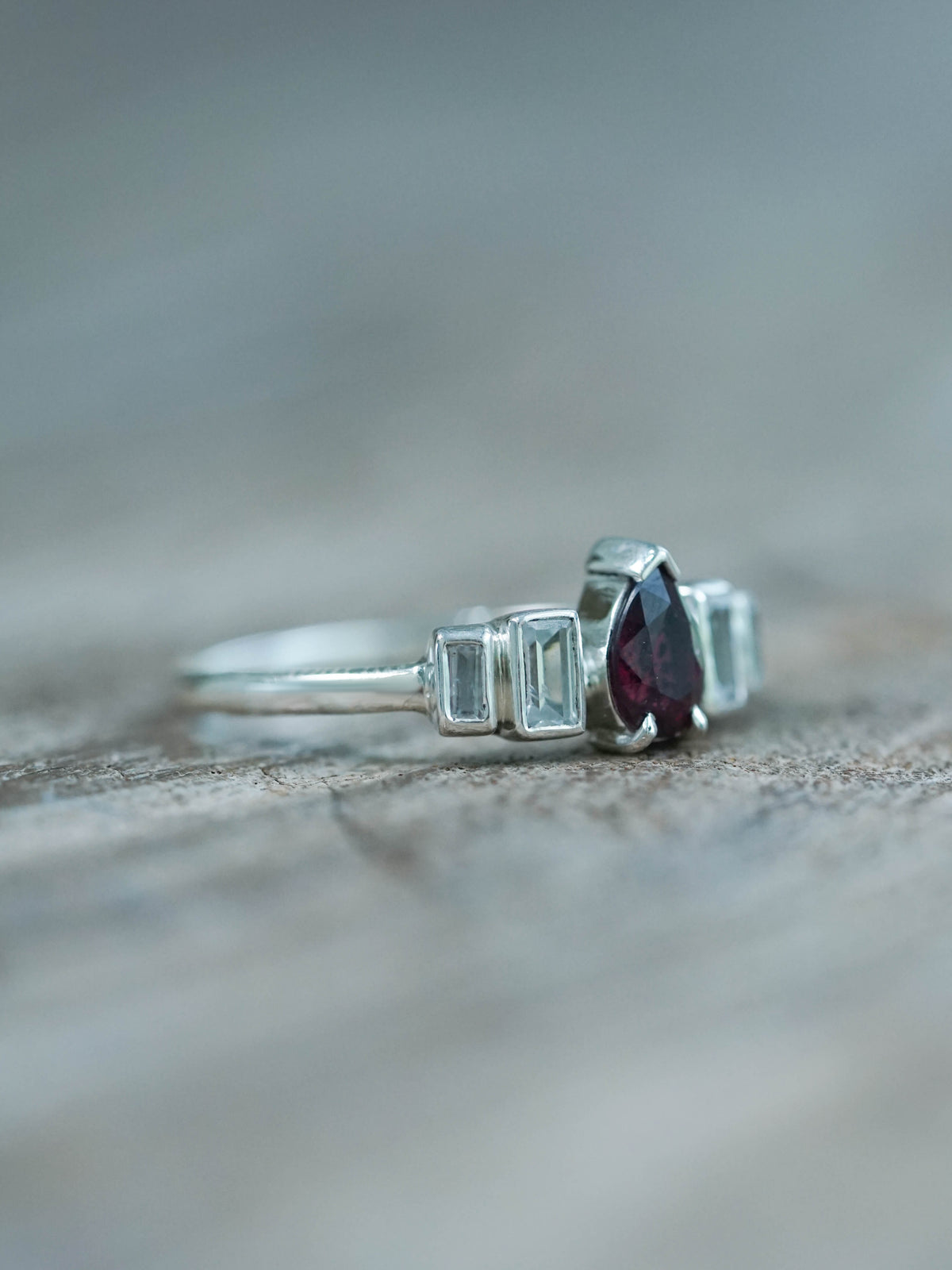 Silver Ruby and Zirconia Ring