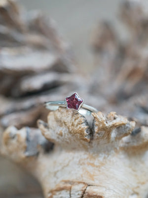 Silver Star Garnet Ring