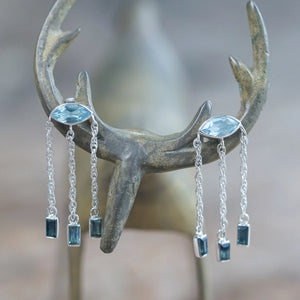 Silver Topaz and Sapphire Earrings