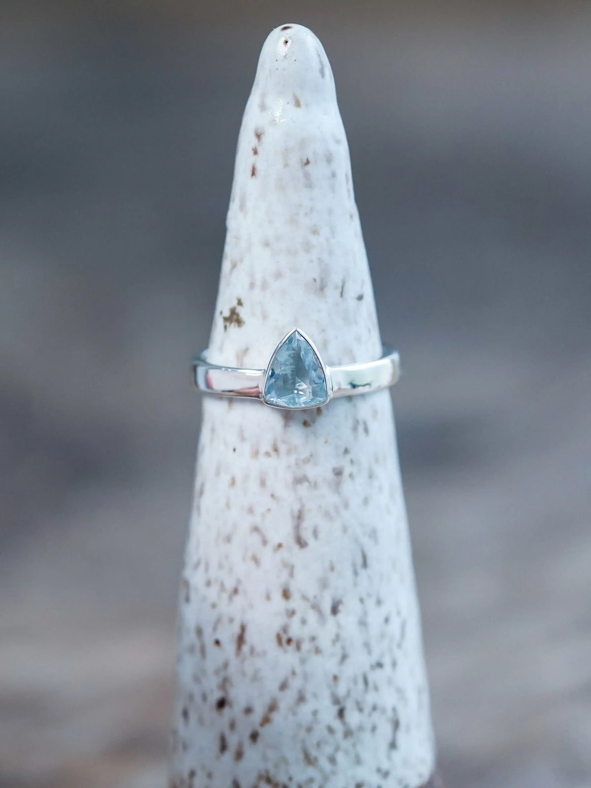 Silver Triangle Aquamarine Ring for Mens Engagement Ring