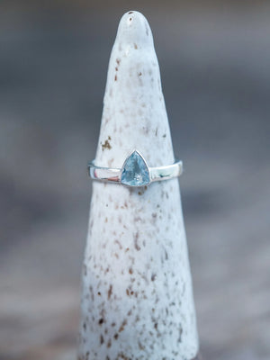 Silver Triangle Aquamarine Ring for Mens Engagement Ring