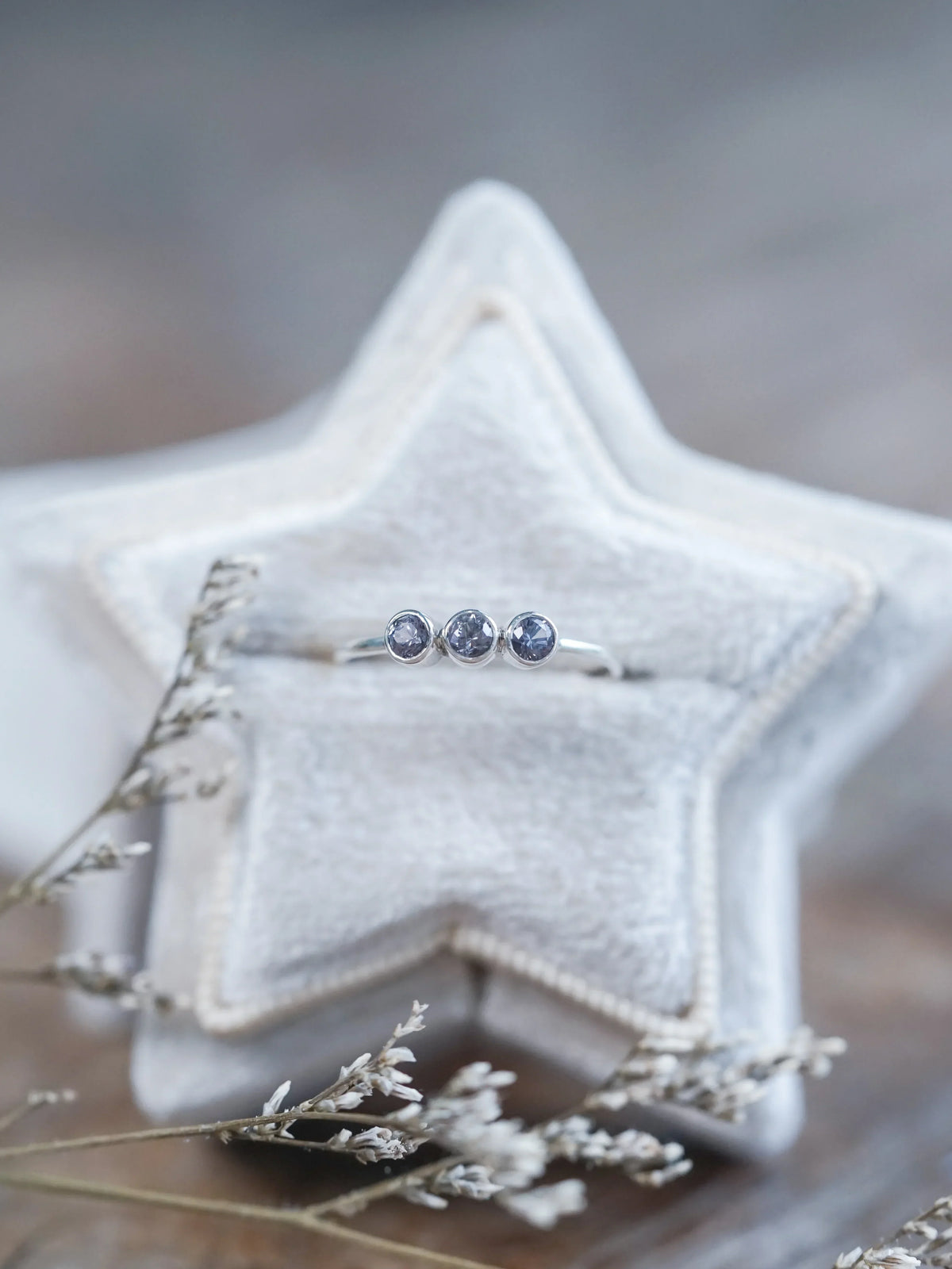 Silver Triple Spinel Ring
