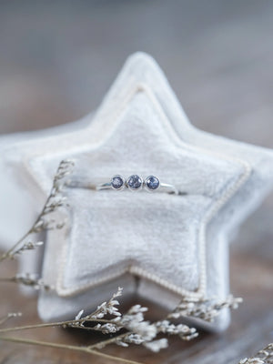 Silver Triple Spinel Ring