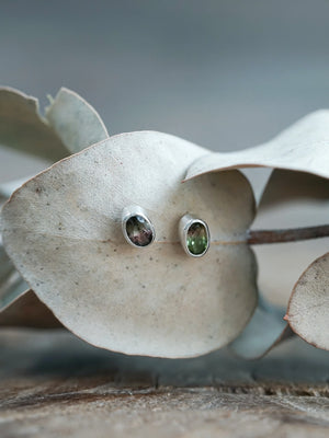 Silver Watermelon Tourmaline Earrings