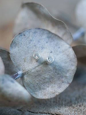 Small Diamond Earrings in Silver