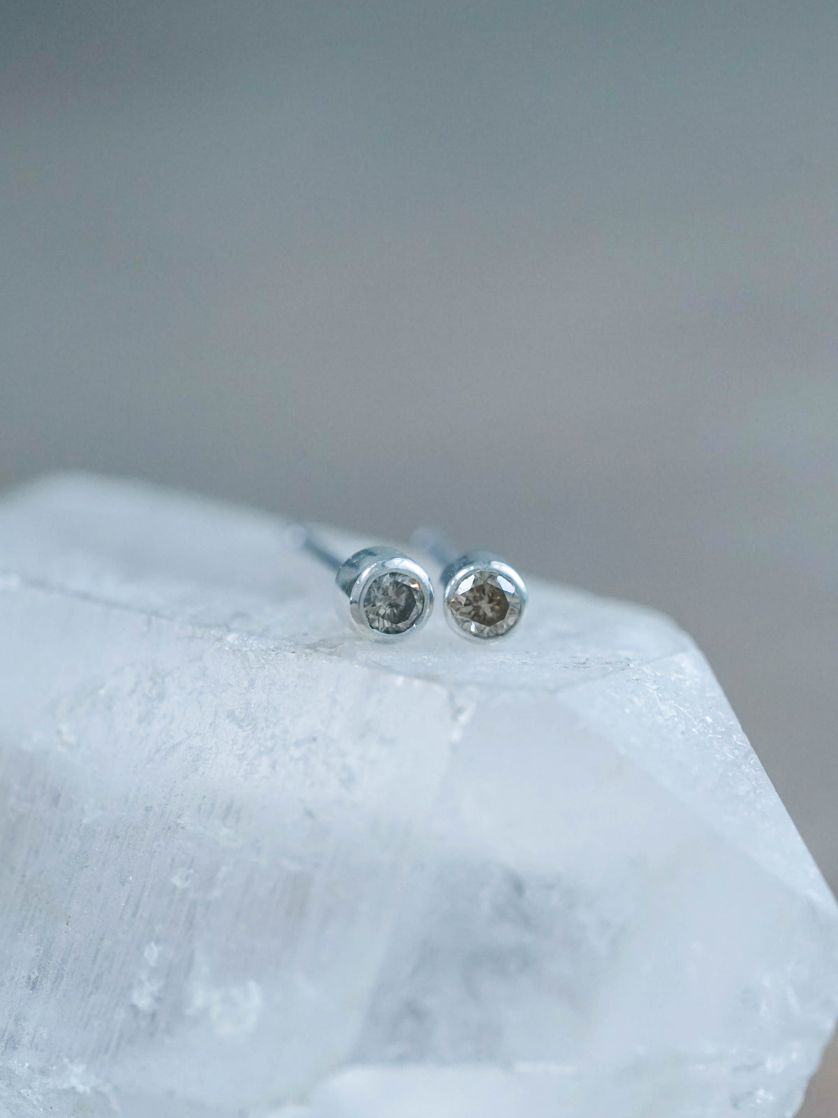 Small Diamond Stud Earrings Sterling Silver