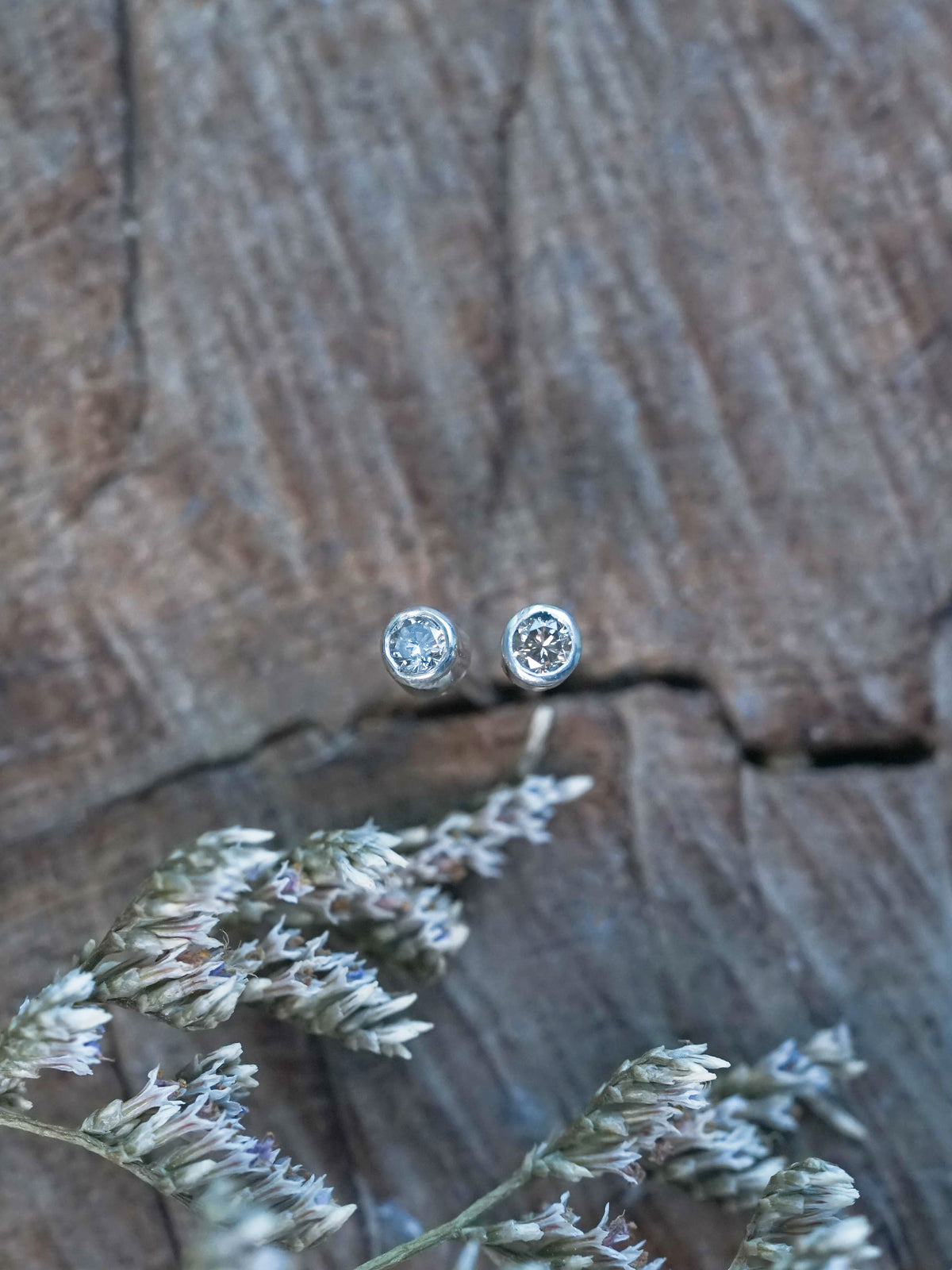 Small Diamond Stud Earrings in Recycled Sterling Silver