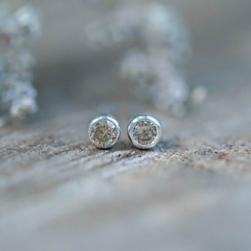 Small Diamond Stud Earrings in Silver