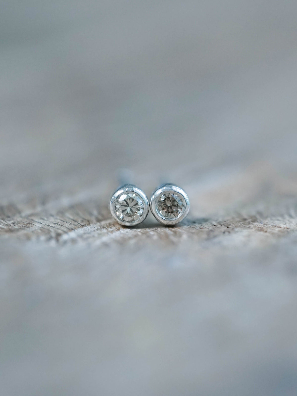 Small Diamond Stud Earrings in Sterling Silver
