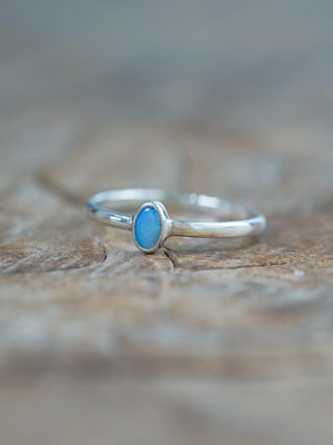 Small Opal Ring in recycled sterling silver