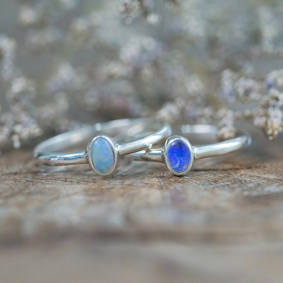 Small and Simple Opal Ring in Silver