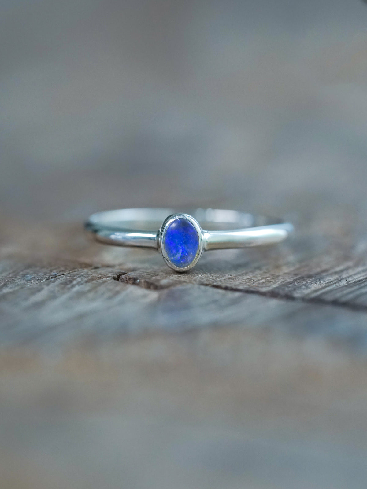 Small and Simple Opal Ring in Sterling Silver