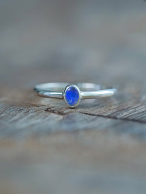 Small and Simple Opal Ring in Sterling Silver