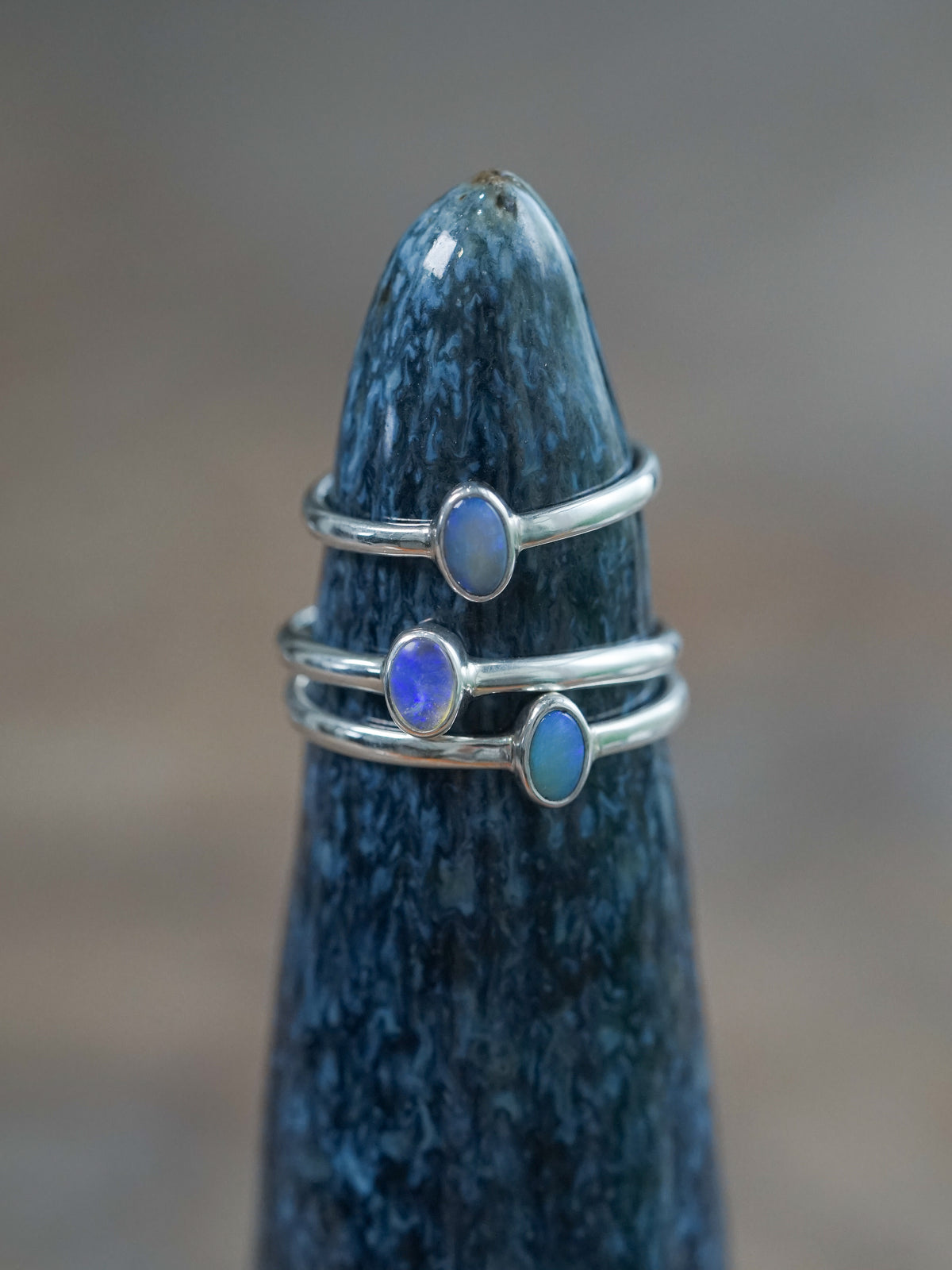 Small and Simple Opal Rings in sterling silver