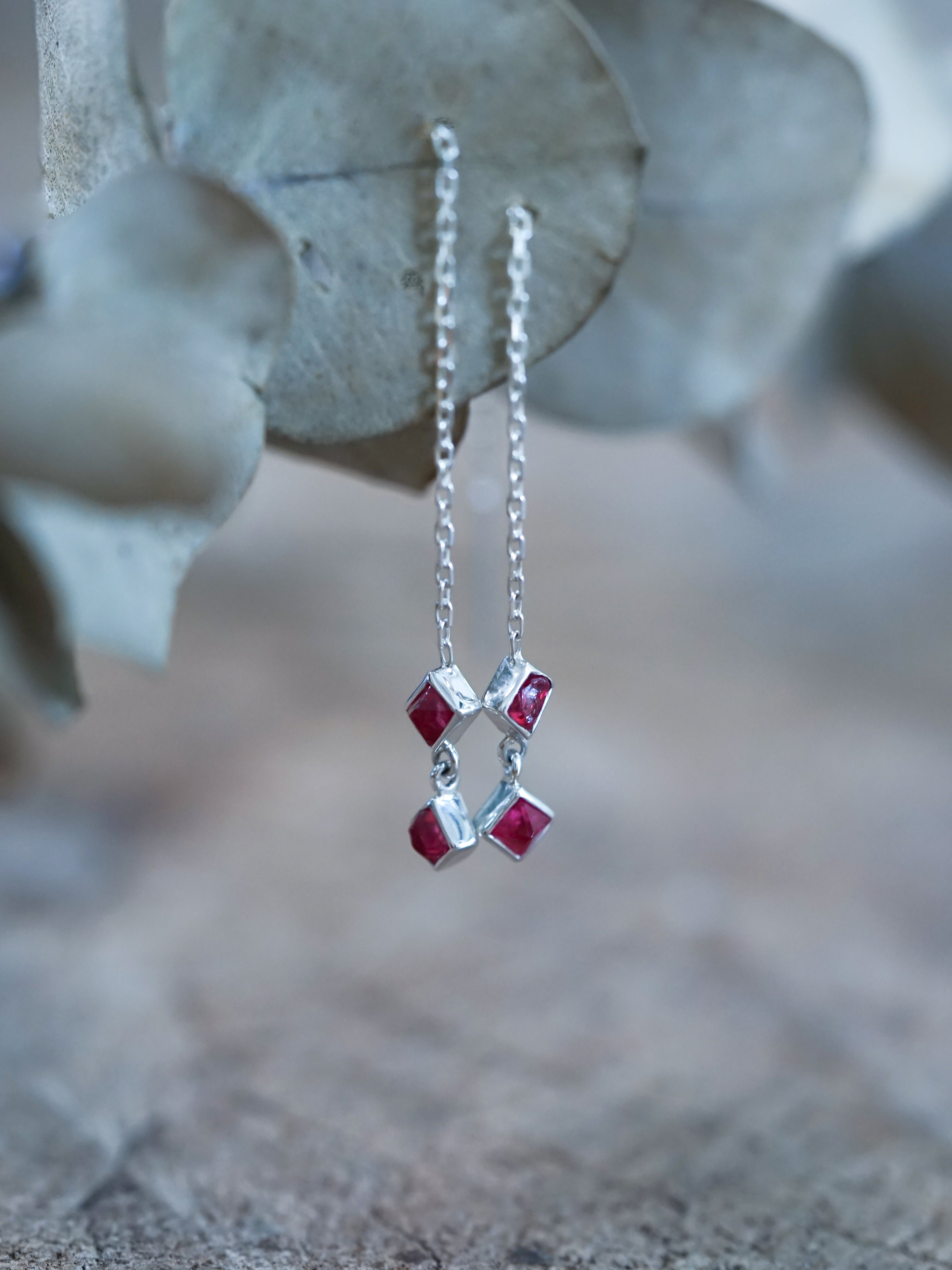 Spinel Crystal Ear Threaders Gardens of the Sun Ethical Jewelry