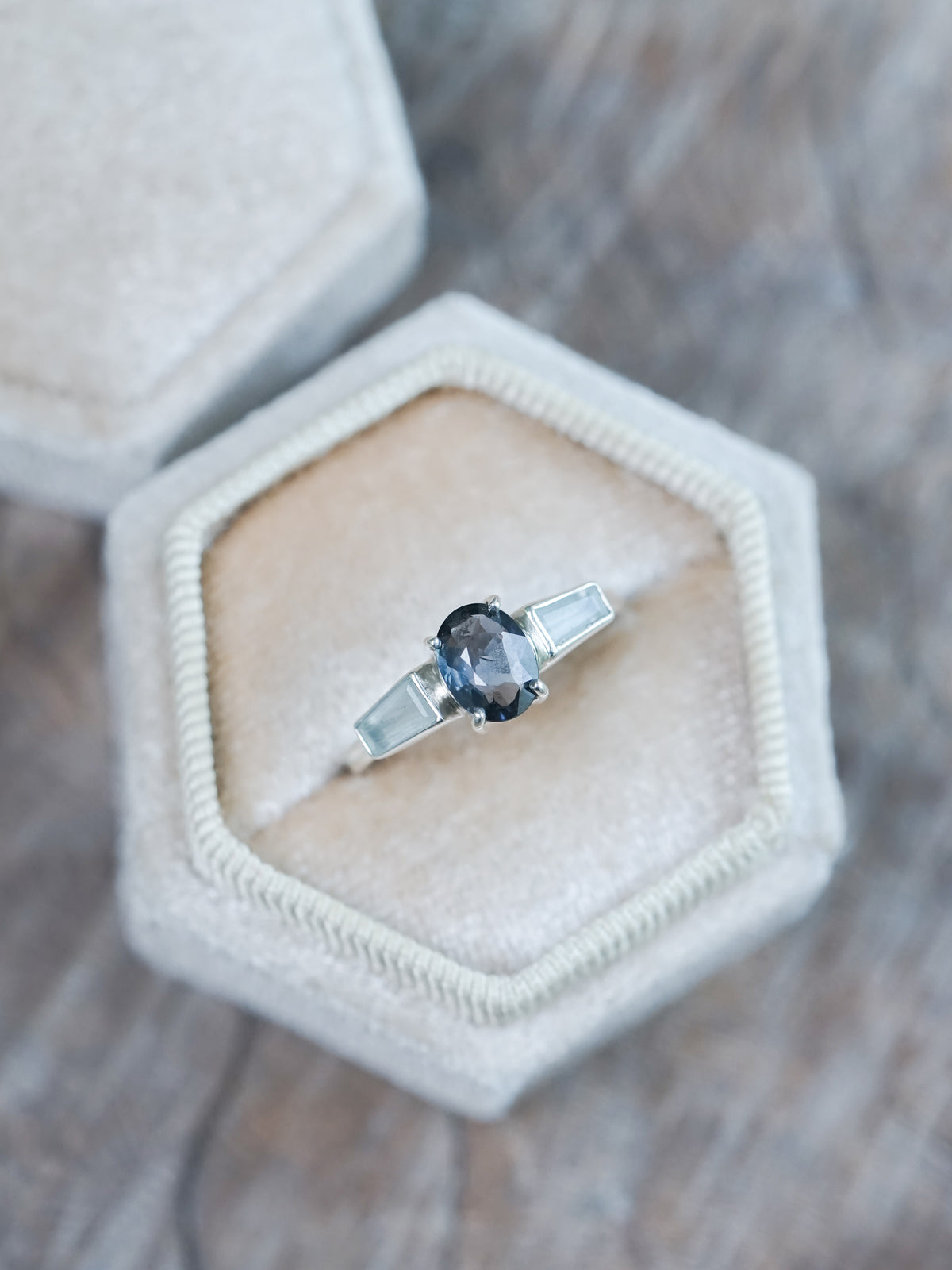 Spinel and Aquamarine Ring