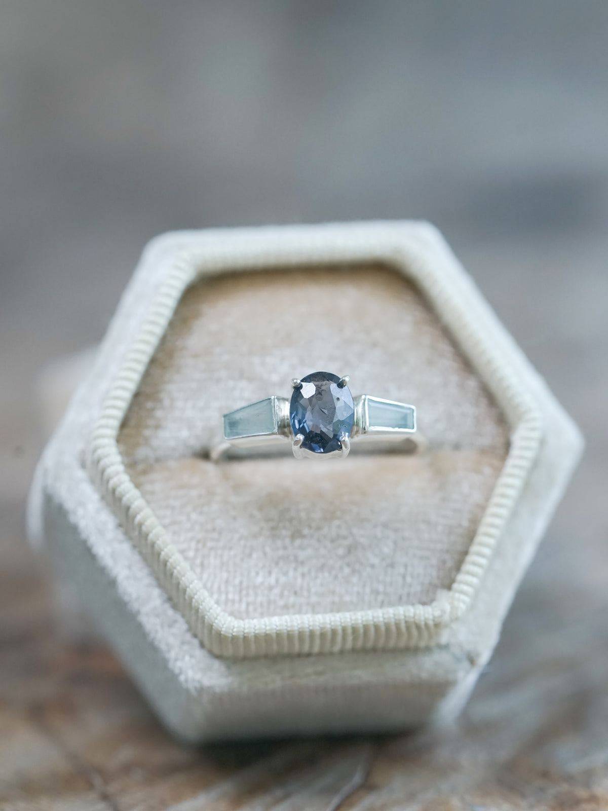 Spinel and Aquamarine Ring