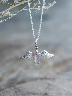Spinel and Quartz Angel Necklace