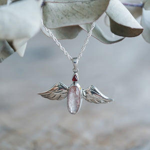 Spinel and Quartz Angel Necklace
