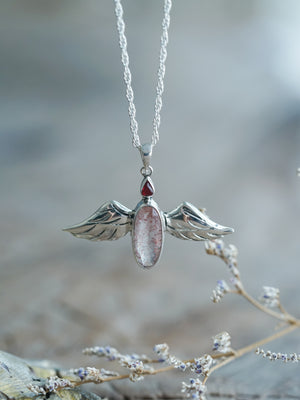 Spinel and Quartz Angel Necklace