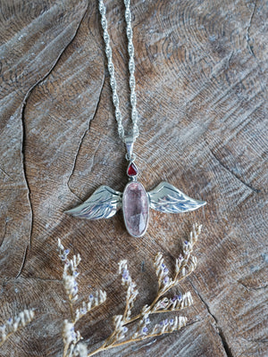 Spinel and Quartz Angel Necklace