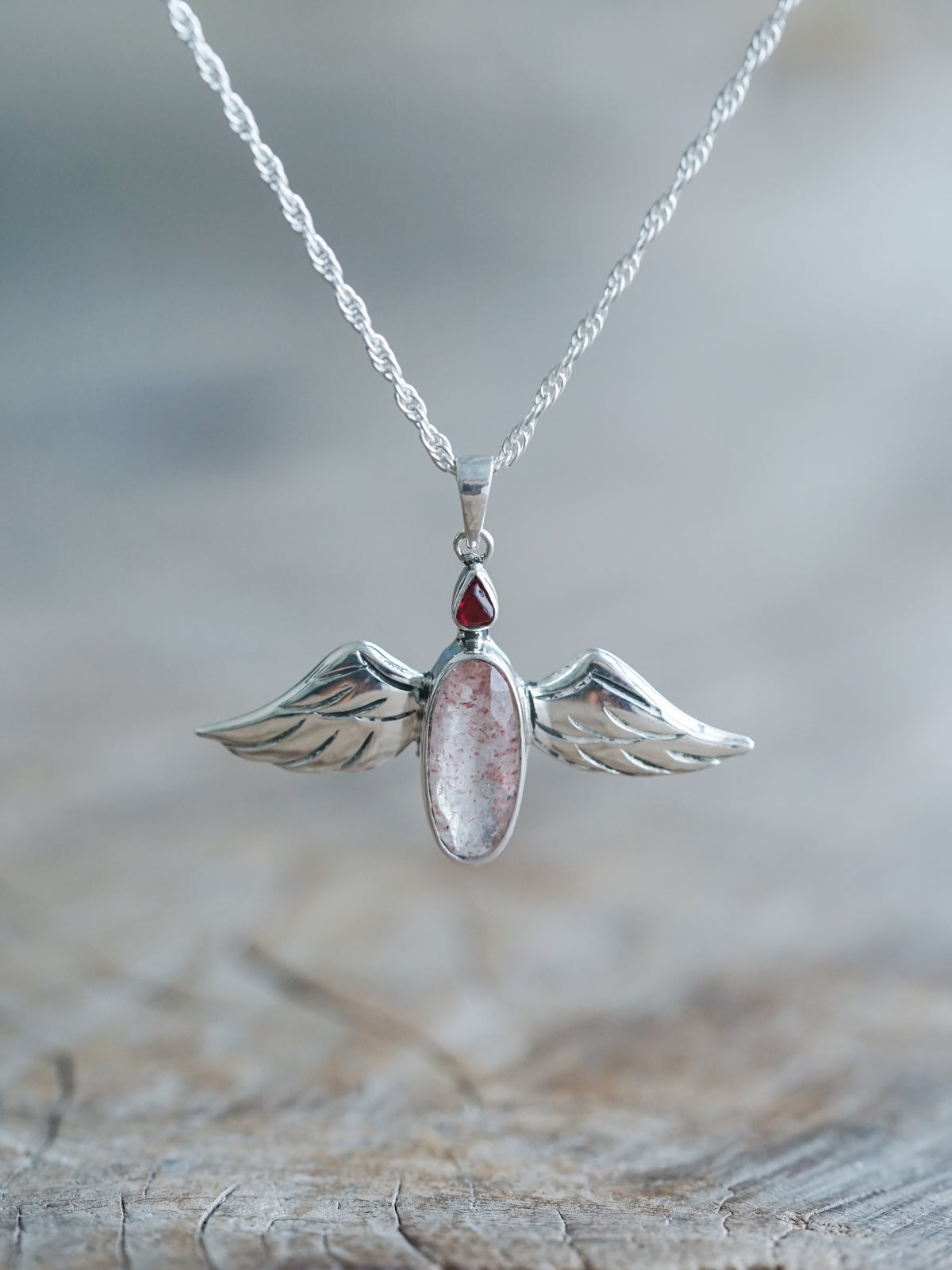 Spinel and Quartz Angel Necklace