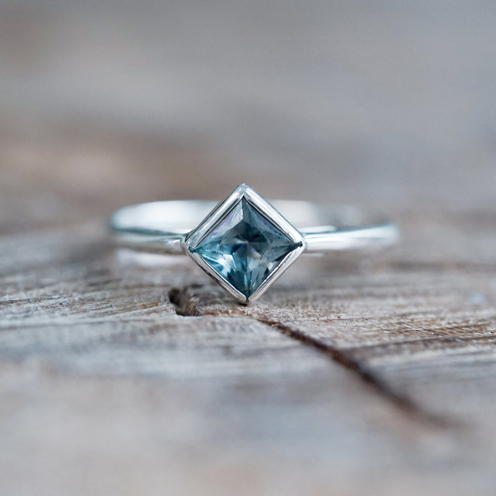 Square Blue Sapphire Ring
