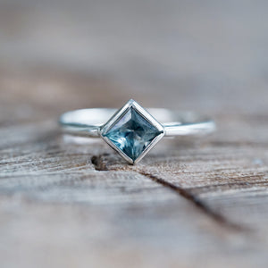Square Blue Sapphire Ring