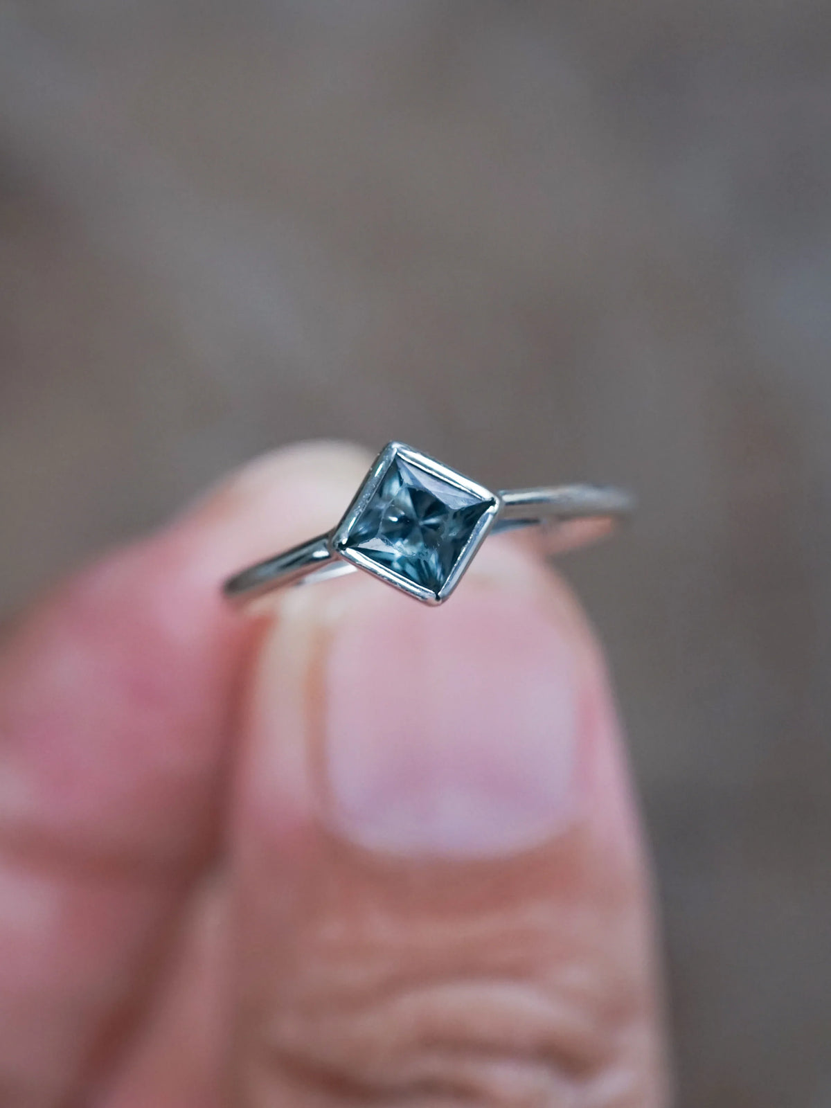 Square Blue Sapphire Ring