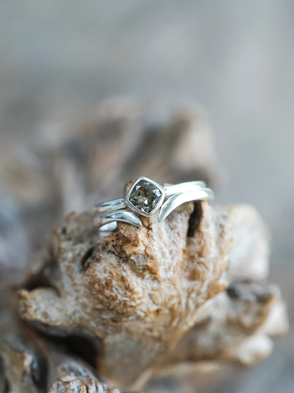 Square Cushion Cut Tourmaline Ring Set in Silver