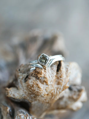 Square Cushion Cut Tourmaline Ring Set in Silver