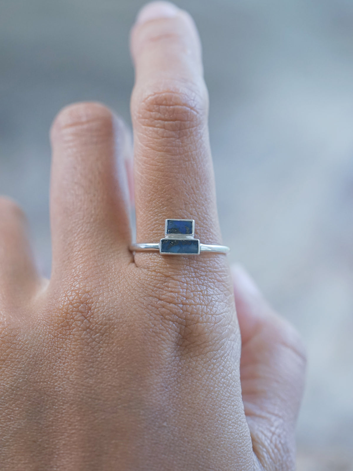 Stacked Opal Ring in sterling silver size 10