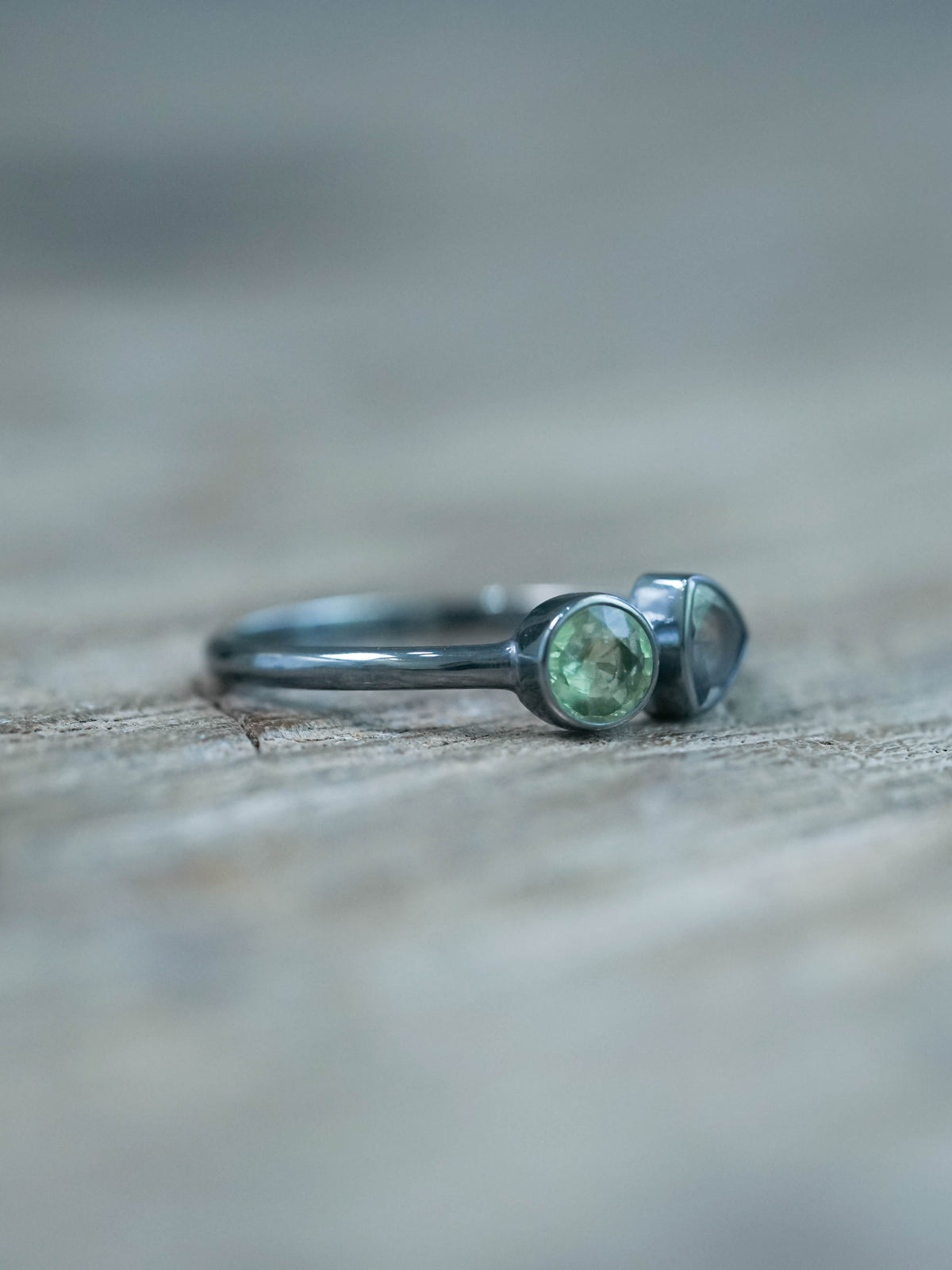 Sterling Silver Apatite and Tanzanite Ring