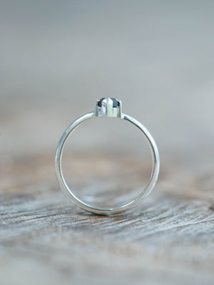 Sterling Silver Black Shield Diamond Ring