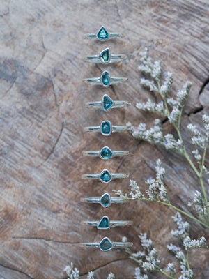 Sterling Silver Blue Diamond Slice Rings