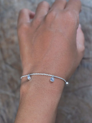 Sterling Silver Blue Sapphire and Opal Charm Bracelet